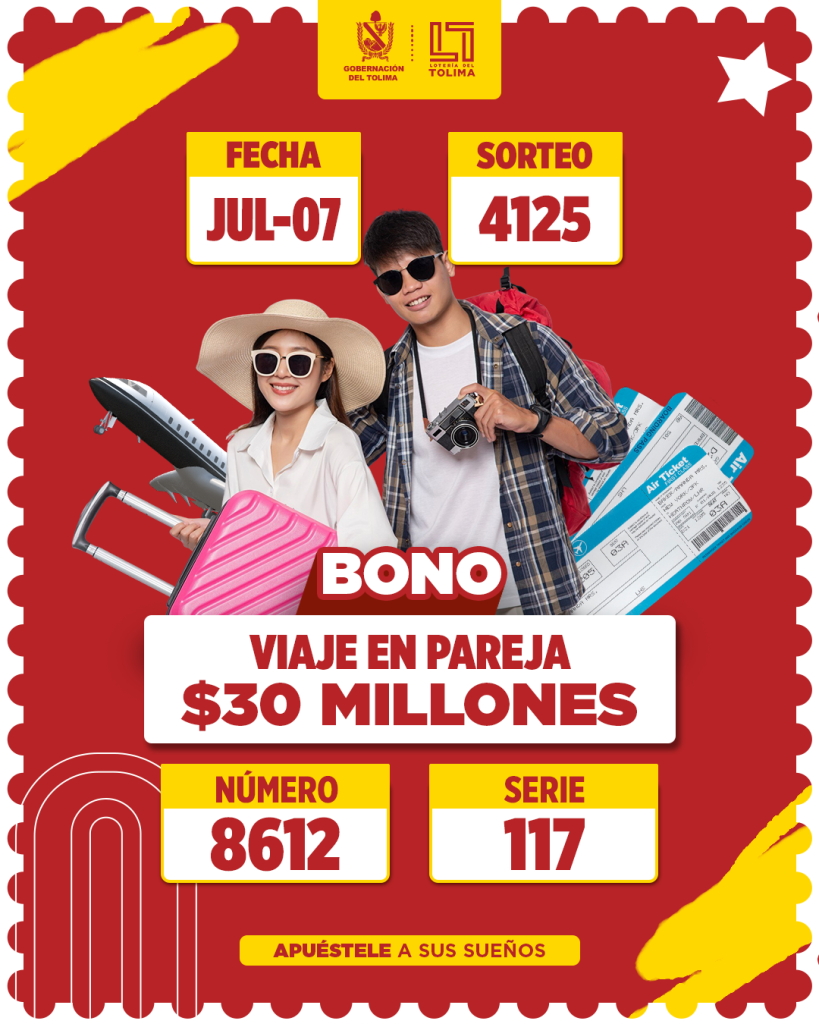 4125 En Julio Bono viaje en pareja 30 Millones