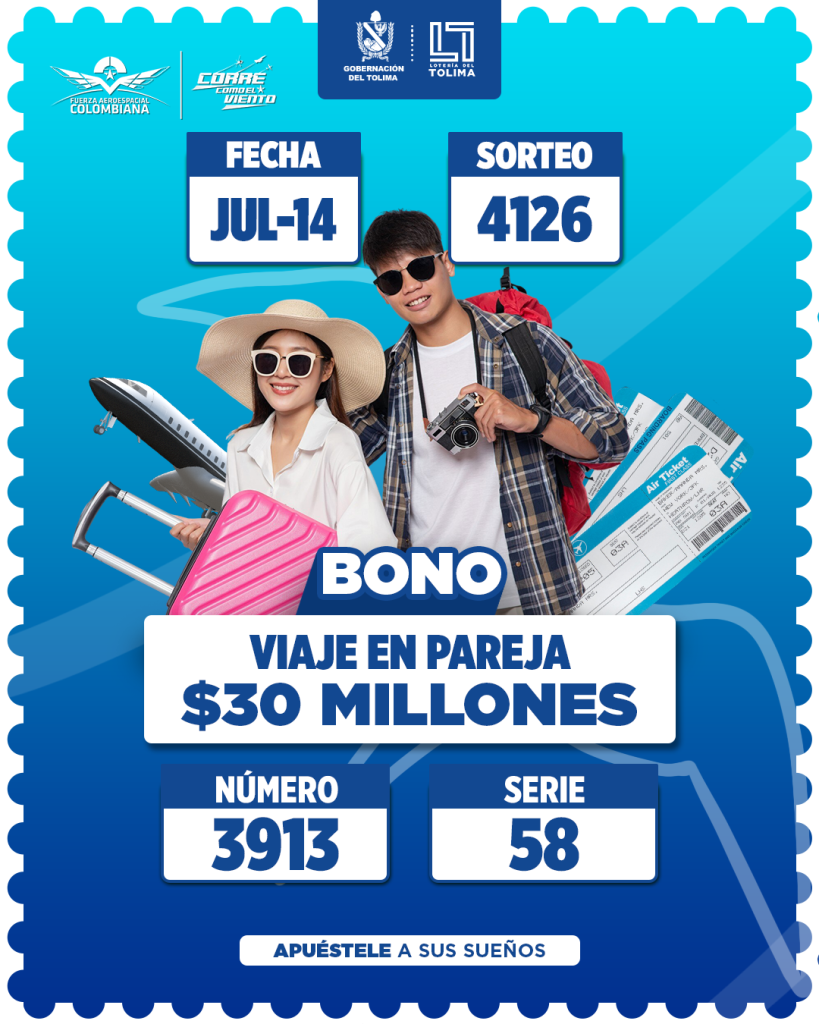 4126 En Julio Bono viaje en pareja 30 Millones