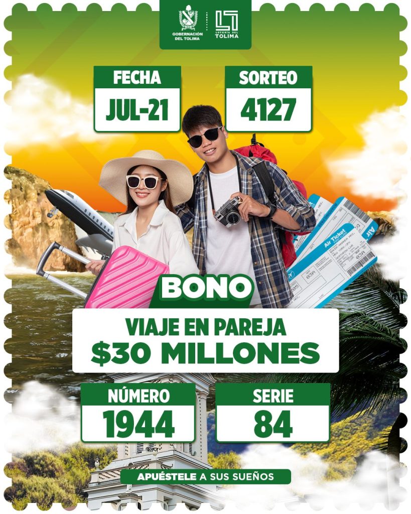 4127 En Julio Bono viaje en pareja 30 Millones