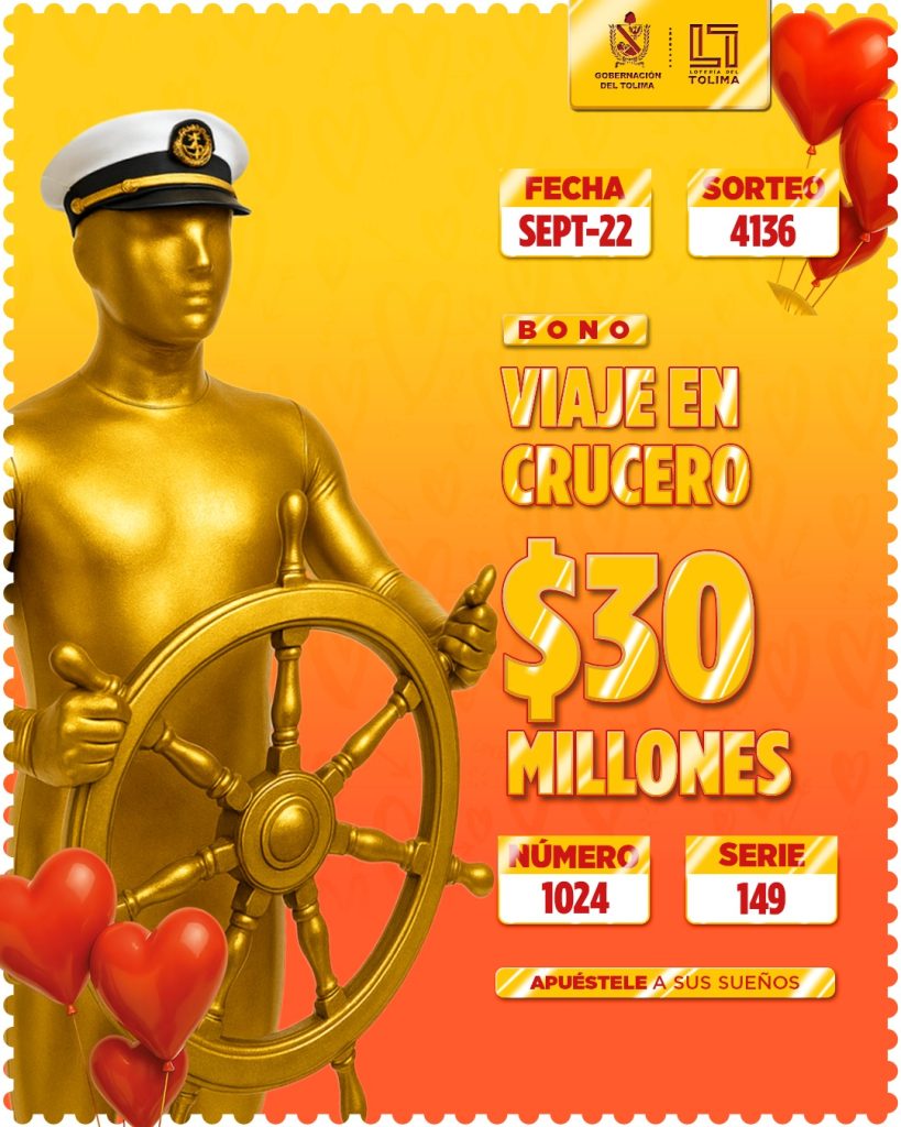 4136 En Septiembre Bono viaje en crucero 30 Millones