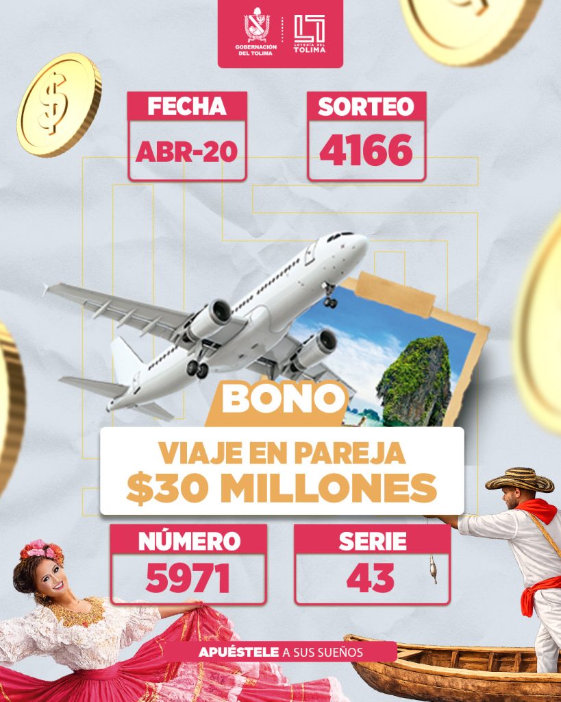 4166 En Abril Bono Viaje En Pareja Por 30 Millones