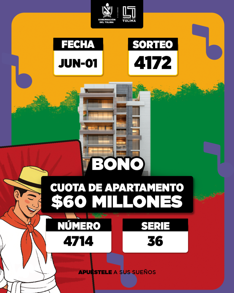 4172 En Junio Bono Cuota de Apartamento Por 60 Millones