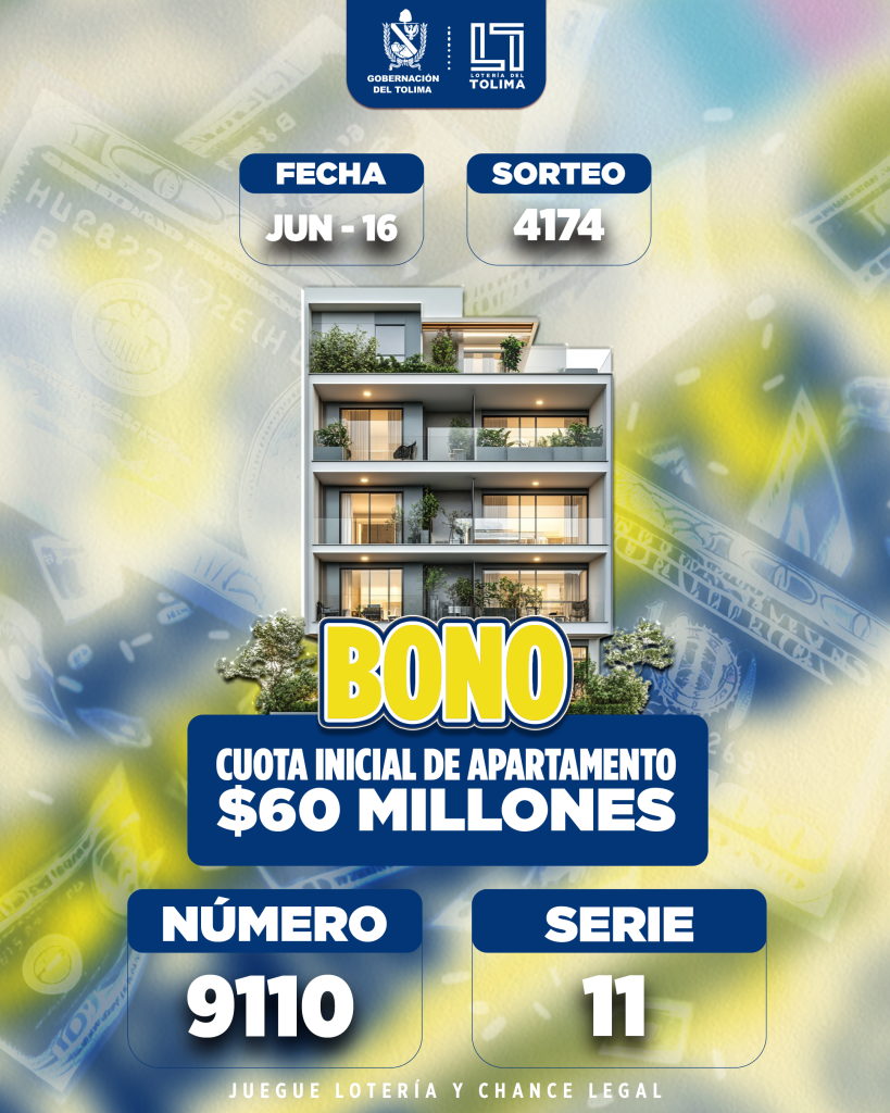 4174 En Junio Bono Cuota de Apartamento Por 60 Millones