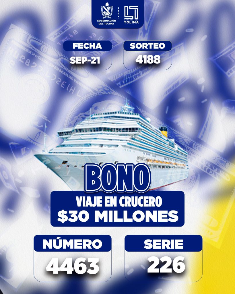 4188 En SEPTIEMBRE BONO VIAJE EN CRUCERO POR 30 MILLONES